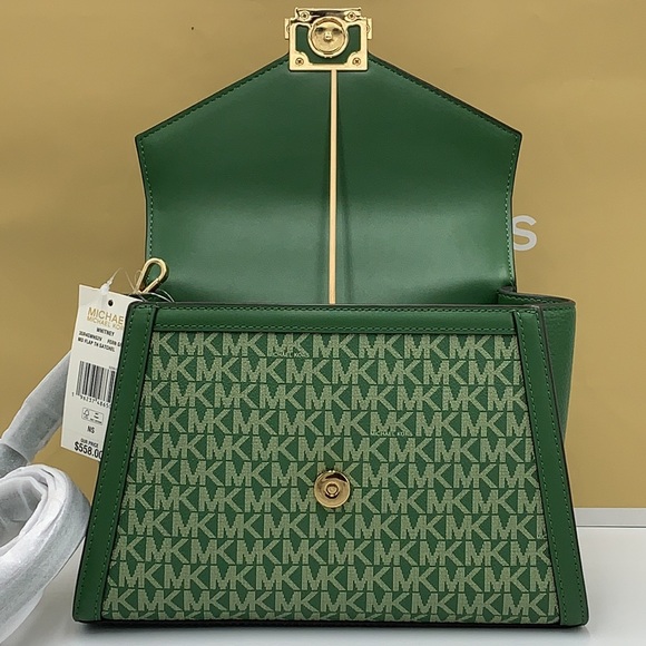 MICHAEL KORS
Whitney Medium Flap Top Handle Satchel Fern Green signature color - Picture 10 of 14